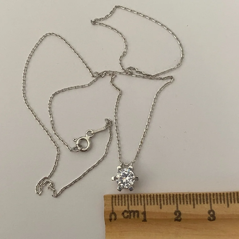 925 silver necklace cz cubic zirconia round stone
